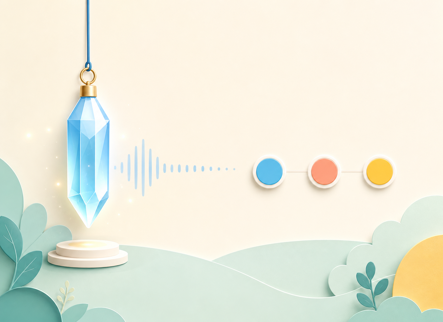 An original crystal, sound waves and music controls.