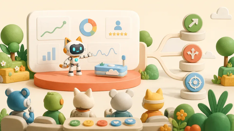 Young robot founder presenting pilot evidence and next product decisions