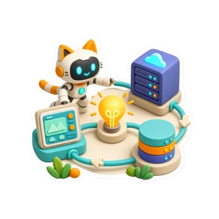 AI Inventor connecting a screen, server and saved data